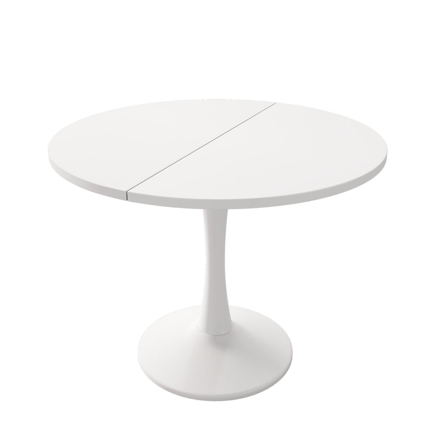Modern White Extendable Round Dining Table for 4-6 People