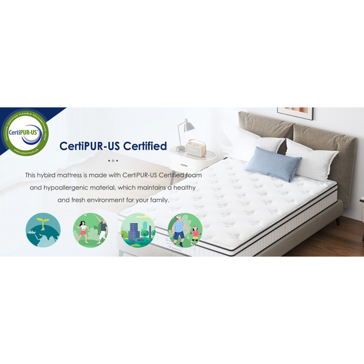 10 Inch Full Mattress Hybrid | Memory Foam & Pocket Spring Coils, Medium Firm