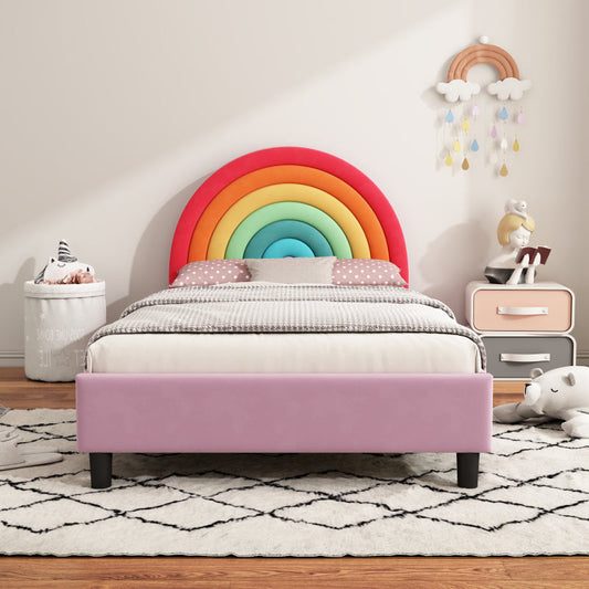 Rainbow Princess Twin Bed – Colorful Upholstered Frame for Kids