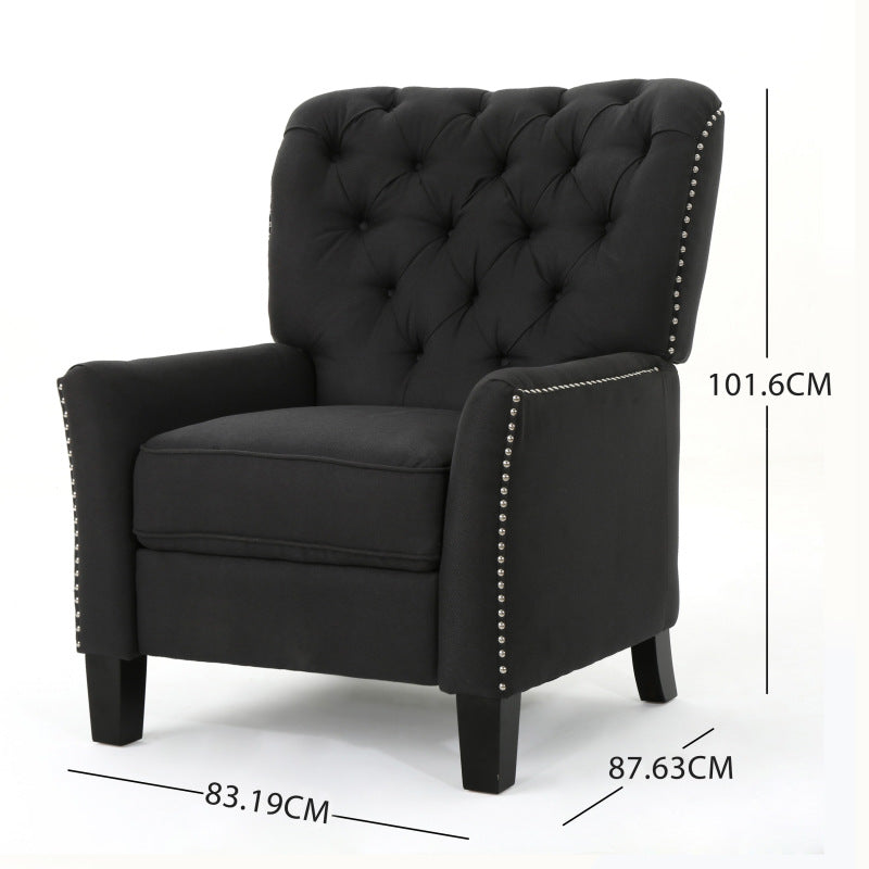 Final Sale Modern Dark Grey Fabric Push Back Recliner, Antique Dark Grey