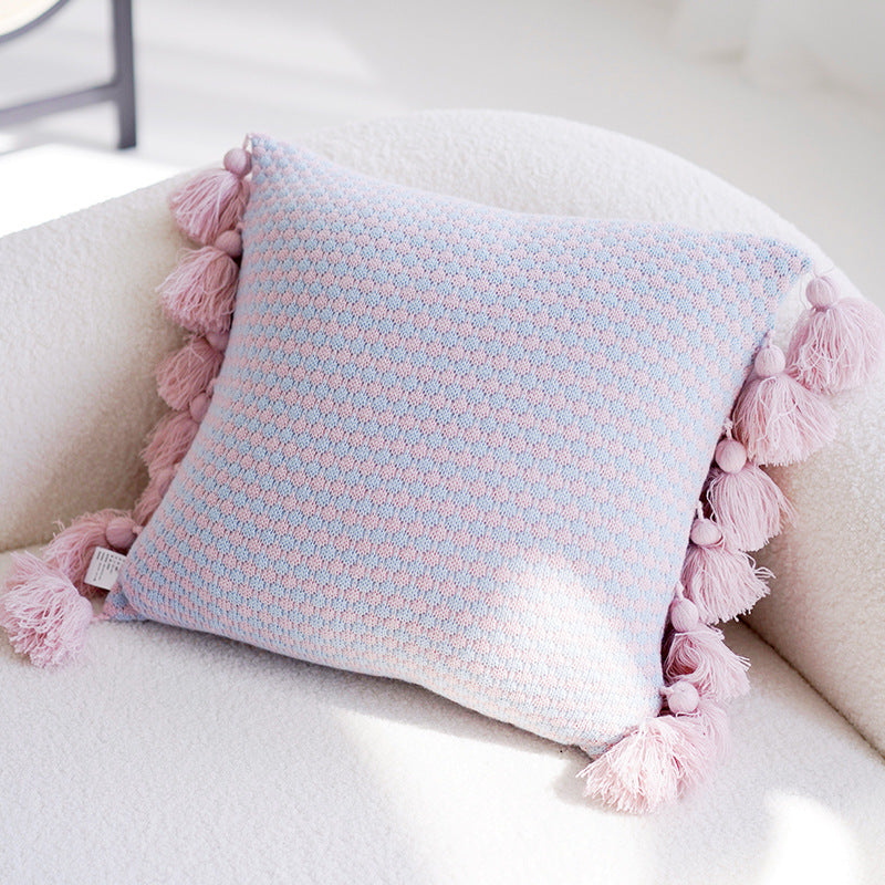 Pink Velvet Throw Pillow – Round Floor Cushion for Girl’s Room or Living Room-No insert