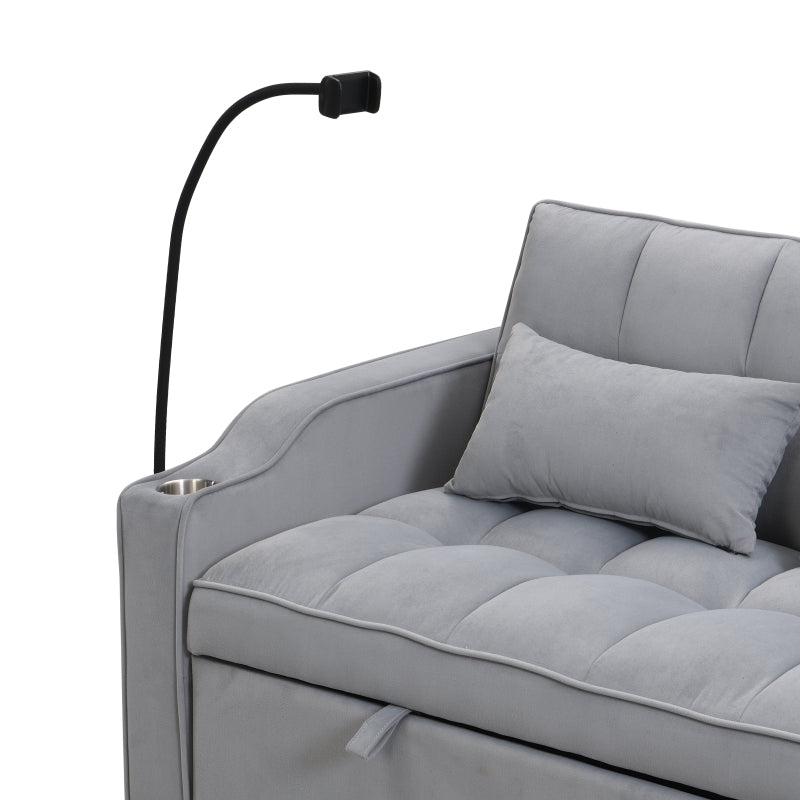 Modern Sofa Couch w/Pullout Bed,Small  with adjustable Reclining Backrest