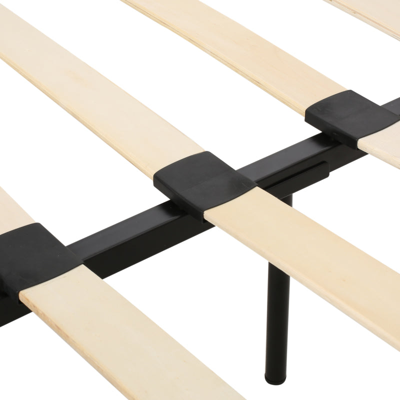 King-size Upholstered Platform Bed Frame with Contemporary Tufted Waffle Stitching, Easy Assembly, Black