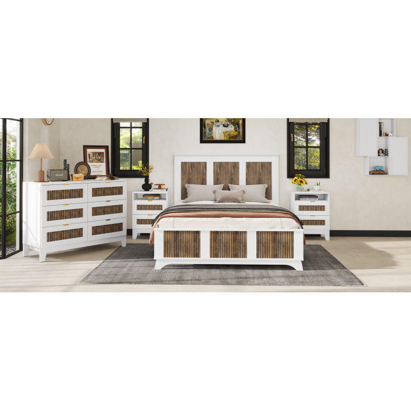 4-Piece Queen Bed Set | Platform Bed w Storage, Nightstand & Dresser
