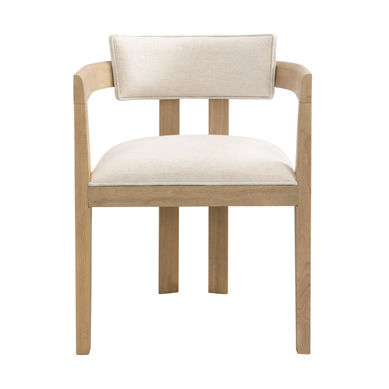 Dining Chair With Armrest-Light Ash+Beige