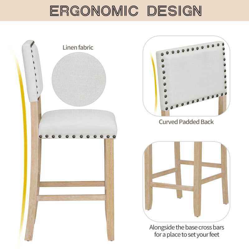 5-Piece Counter Height Dining Set - Natural Wood Table with 4 Chairs