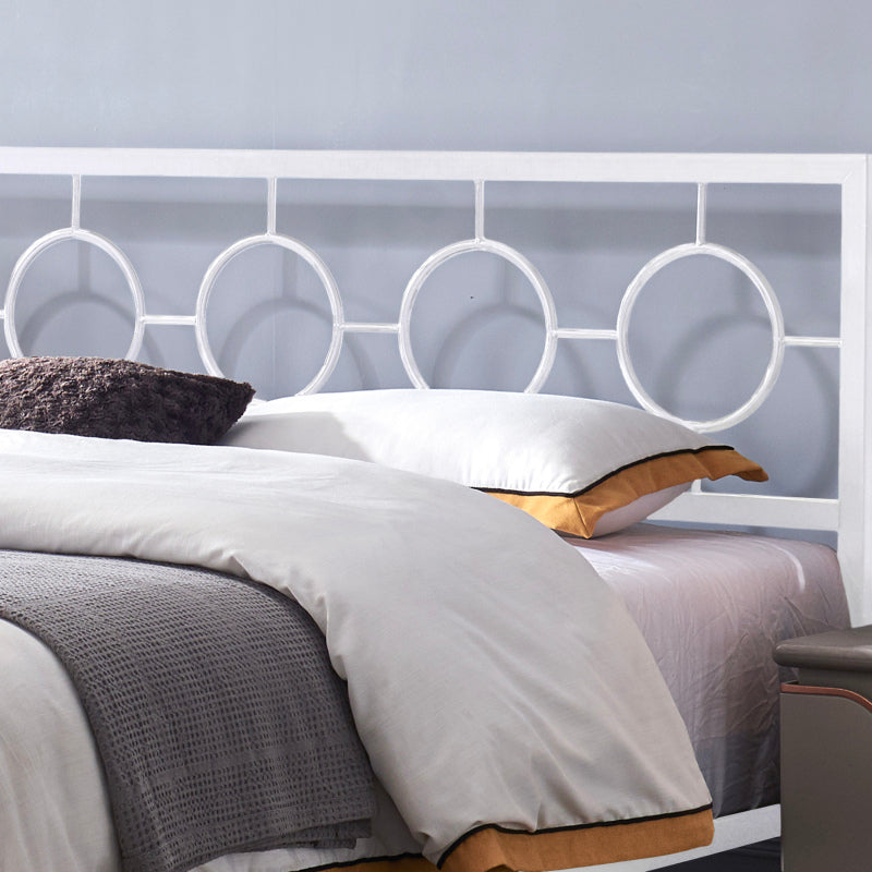 White King Classical Metal Bed | Circular Headboard & Storage Space