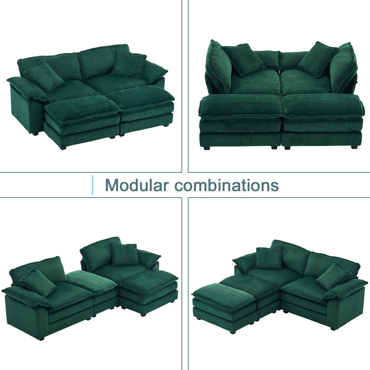 84.6'' Oversized Modular Combo Sofa with Ottoman