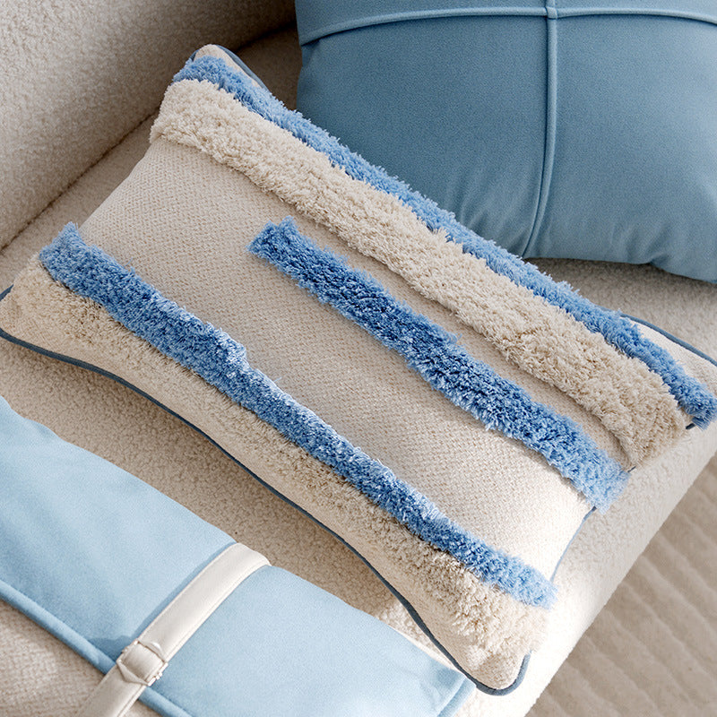 Vintage  Cartoon Cream Blue Cushion Pillow Sofa  Pillow Cover Bed