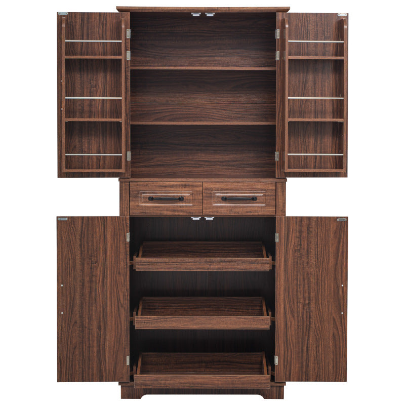 72" Farmhouse Pantry Cabinet with Pull-Out Organizers & Drawers