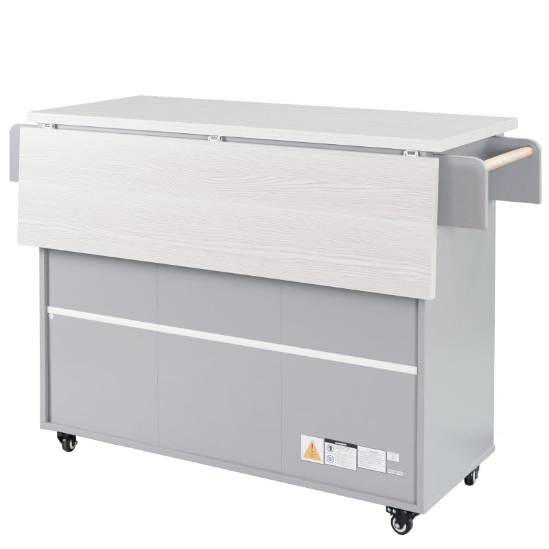 Kitchen Island with Tilt-Out Trash Bin & Drop Leaf, Rolling Storage Cart