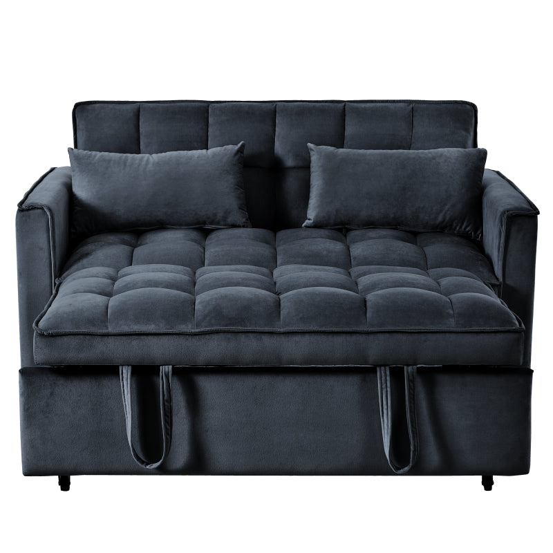 3-in-1 Convertible Sleeper Sofa | Black Velvet Pull Out Couch Bed