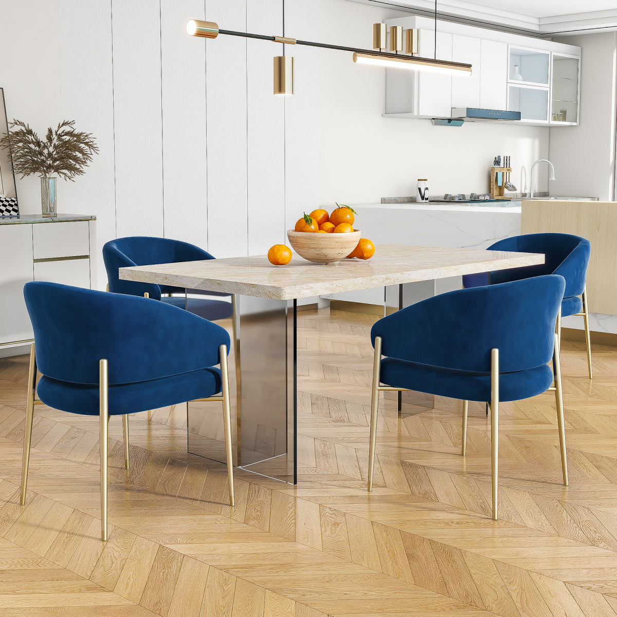 et of 2 Modern Beige Fabric Upholstered Dining & Kitchen Chairs