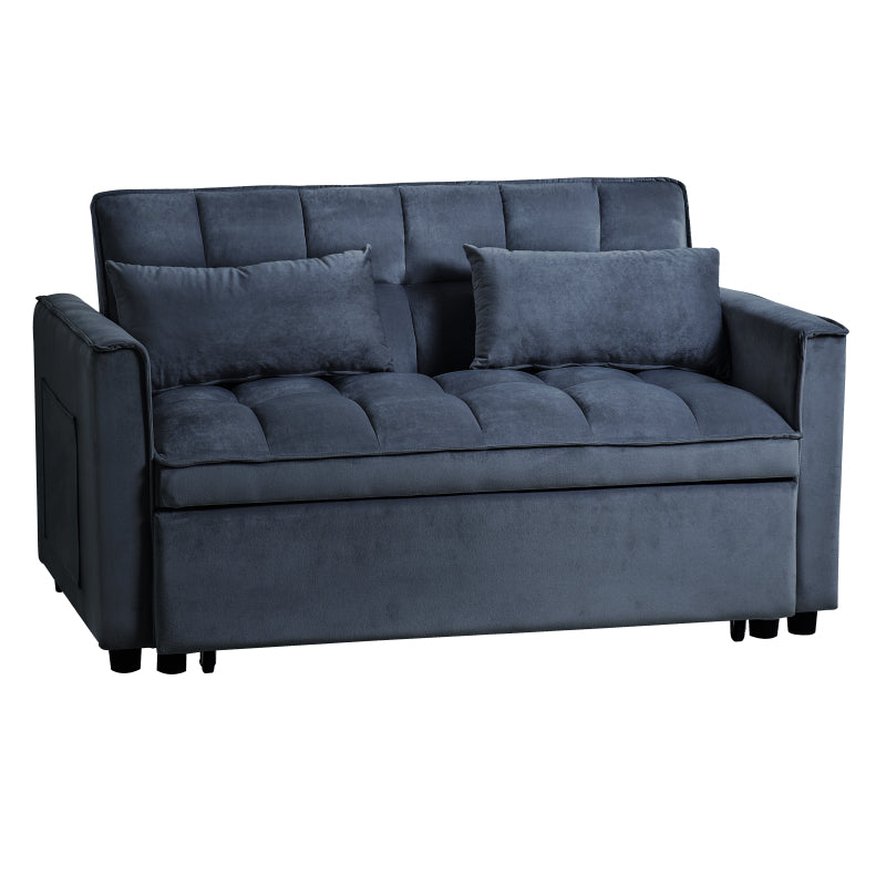 3-in-1 Convertible Sleeper Sofa | Black Velvet Pull Out Couch Bed