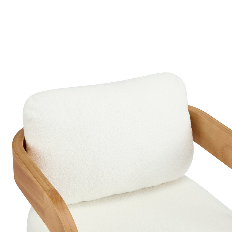 2-Pack Dining Chairs - White Boucle Fabric with Wood Frame