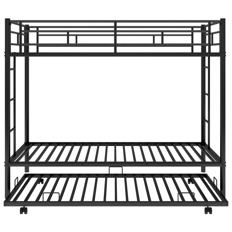 Twin over Twin Bunk Bed with Trundle, Black