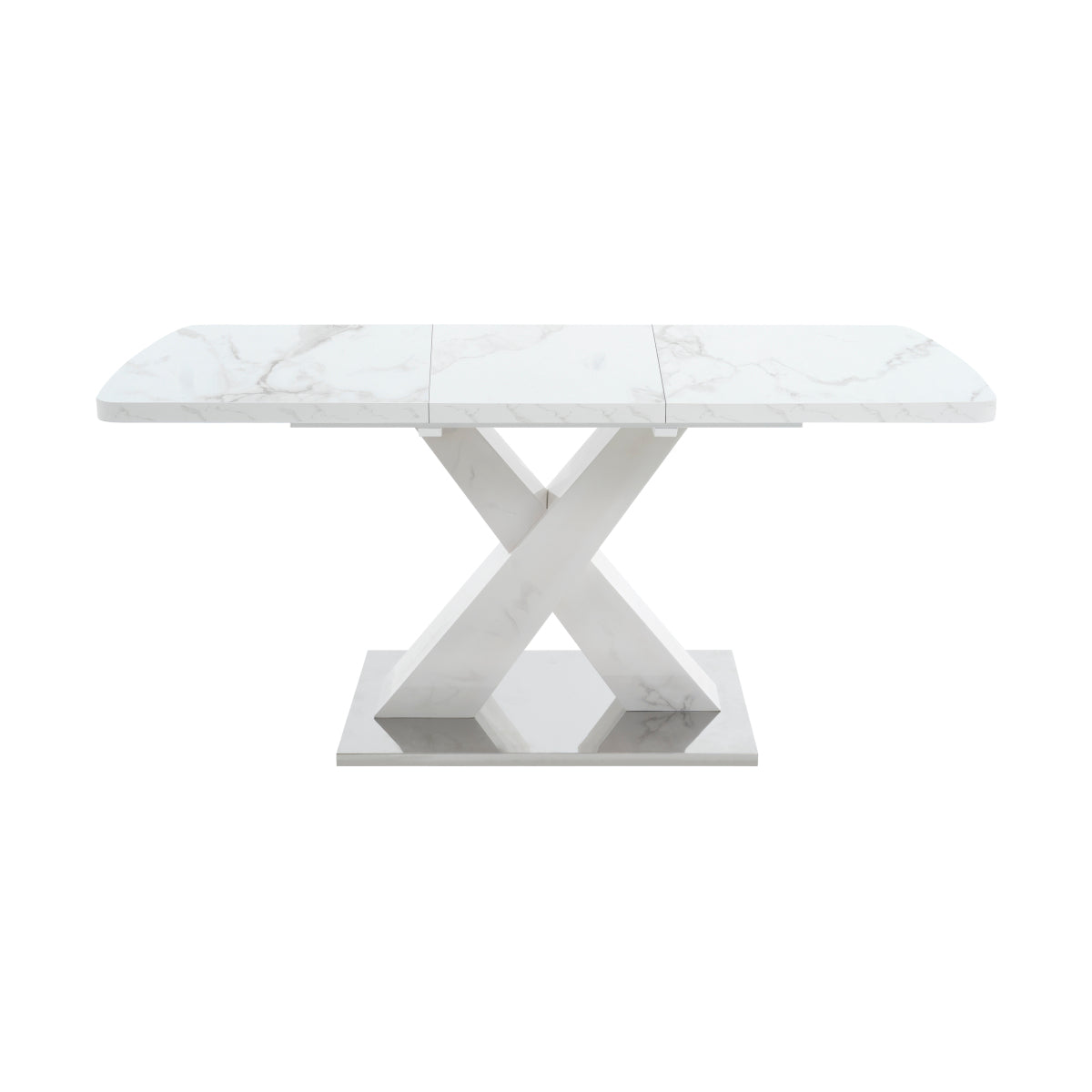 Modern Extendable Dining Table (47"-63") | Marble Top, X-Base