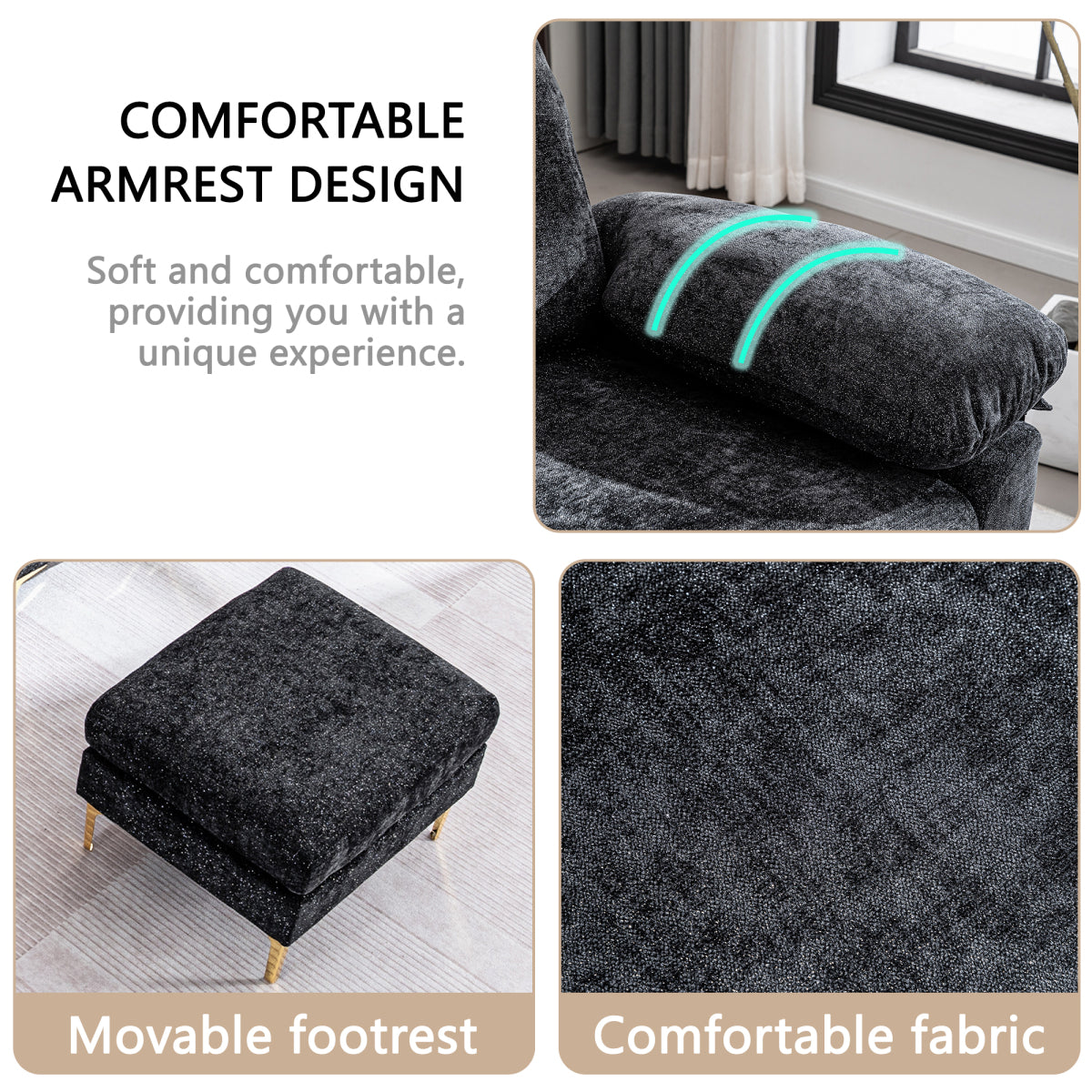 125.9" U-Shaped Modular Chenille Sofa: Cloud Sectional with Power Recliner, USB & Ottoman