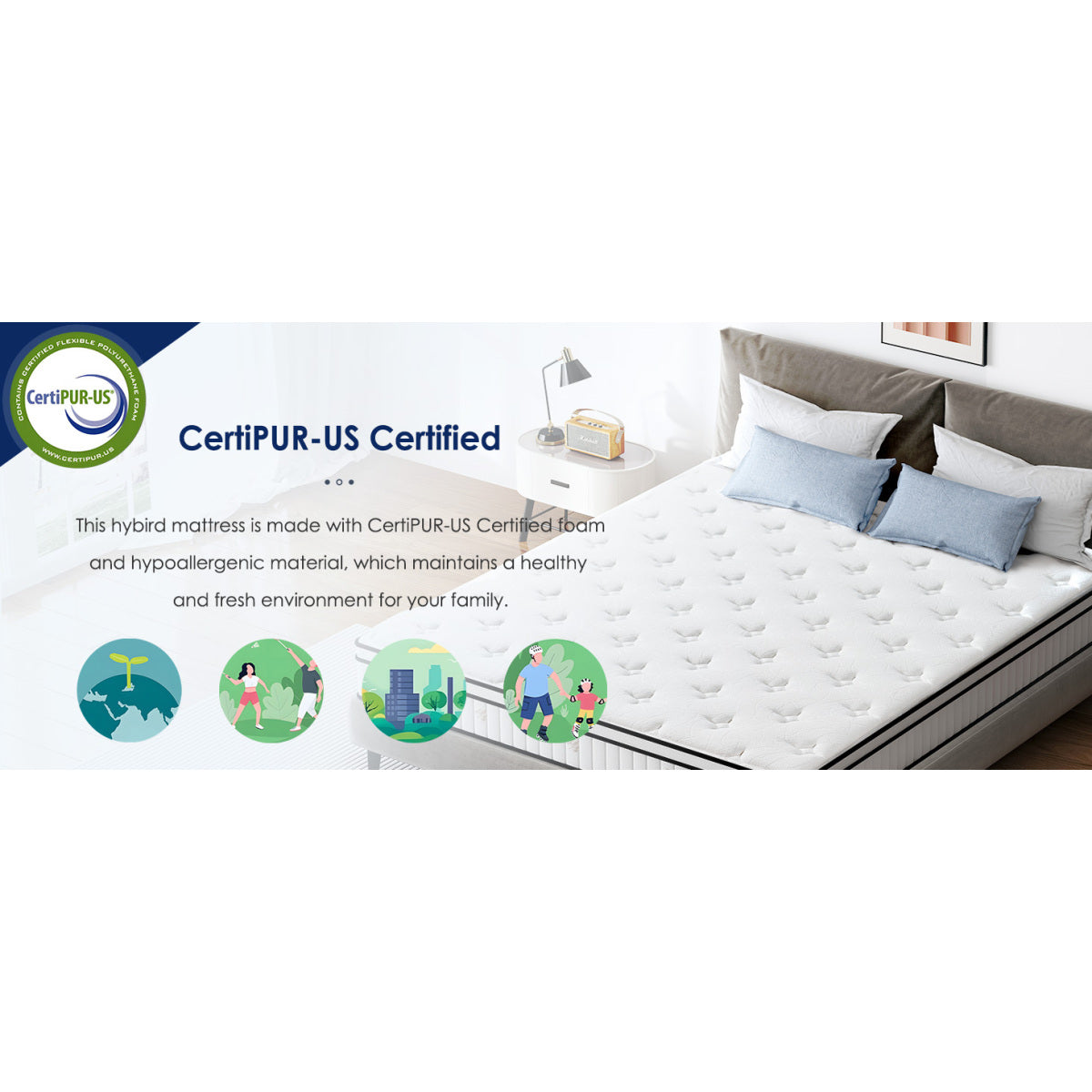 Twin Mattress 10 Inch Hybrid | Memory Foam & Pocket Spring | Medium Firm