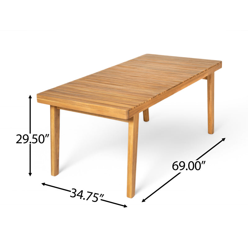 5-Piece Patio Furniture Set - Acacia Wood Table with 4 Cushioned Chairs