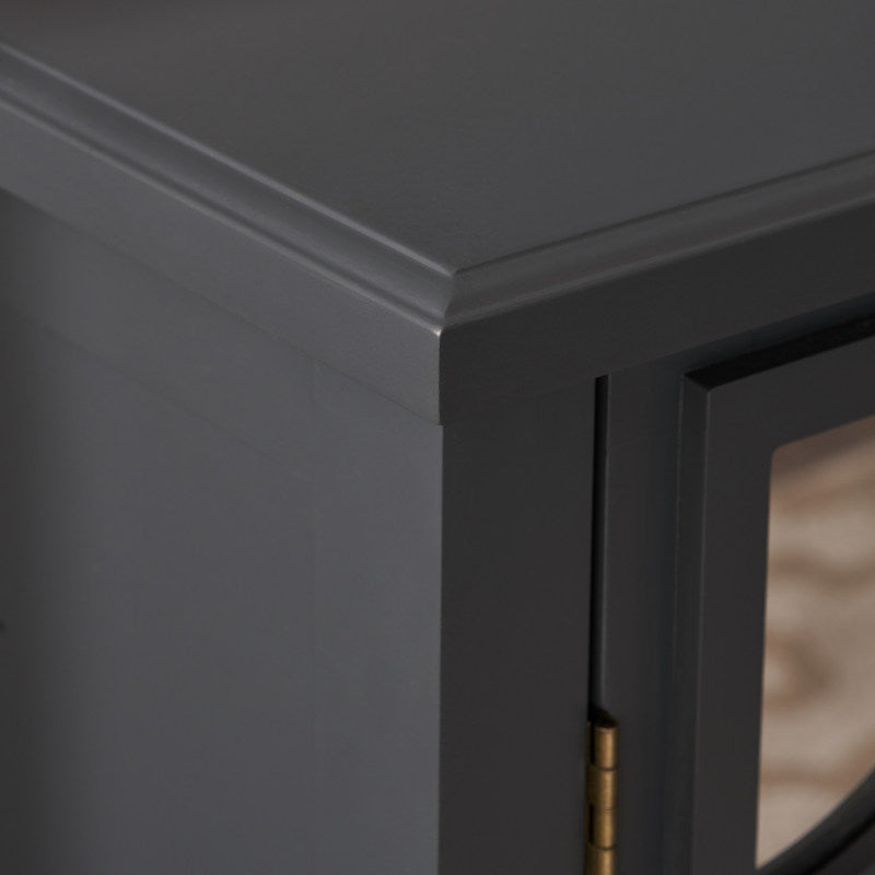 Charcoal Grey Firwood Cabinet: Mirror Finish, Double Doors