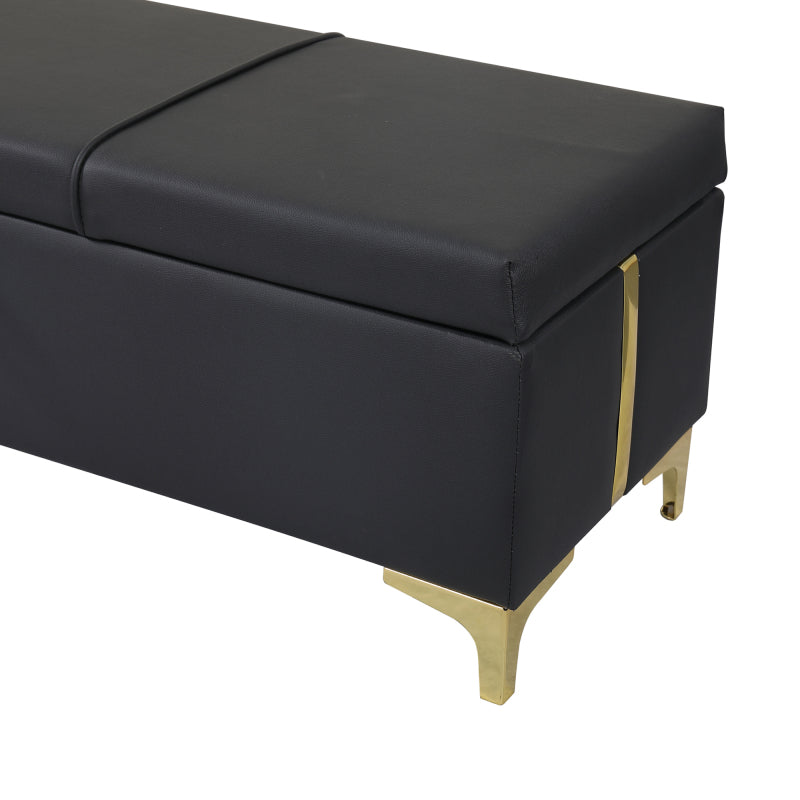 Black Queen 2-Pc Set: Upholstered Hydraulic Storage Bed & Ottoman
