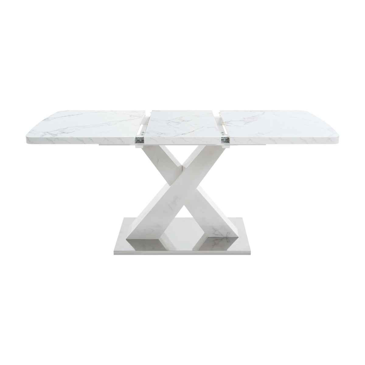 Modern Extendable Dining Table (47"-63") | Marble Top, X-Base