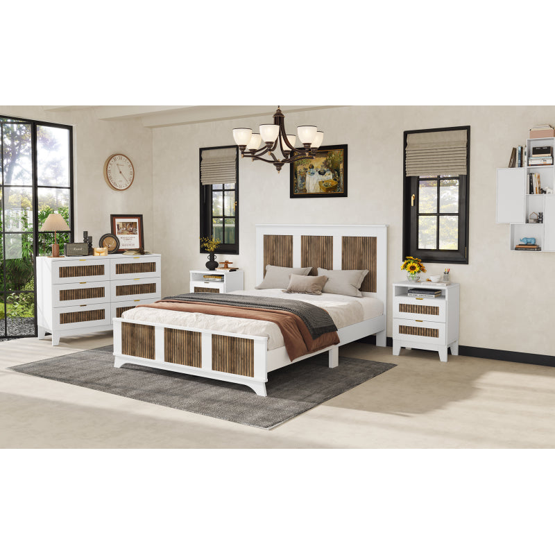 4-Piece Queen Bed Set | Platform Bed w Storage, Nightstand & Dresser