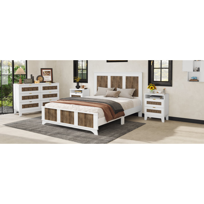 4-Piece Queen Bed Set | Platform Bed w Storage, Nightstand & Dresser