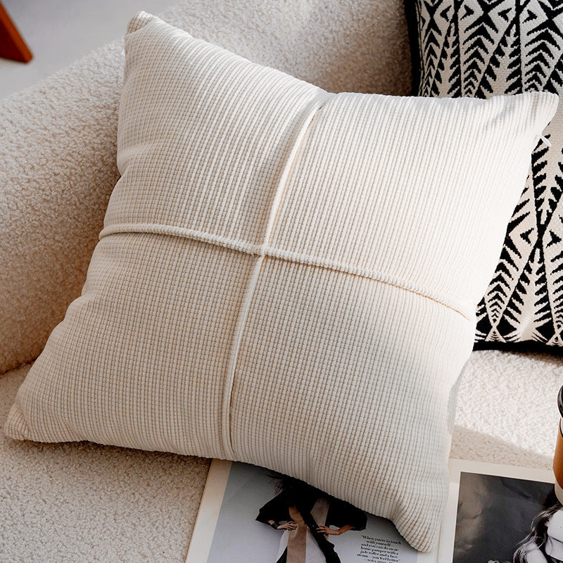 French Forest Checkerboard Pillow Cover – Black & White Ins Style Throw Cushion for Sofa, Bay Window, or Bed – Cover Only