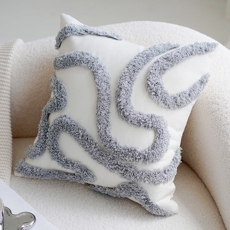 Cream & Gray Patchwork Pillow Cover – Nordic Modern Luxury Cushion – No Insert