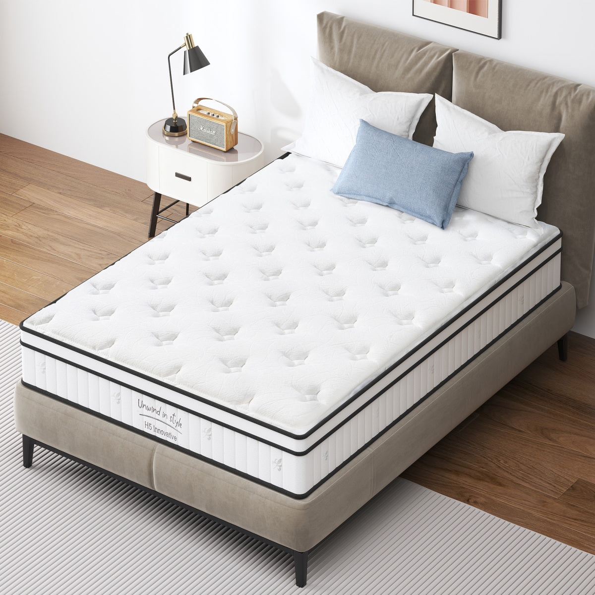 10 Inch Full Mattress Hybrid | Memory Foam & Pocket Spring Coils, Medium Firm