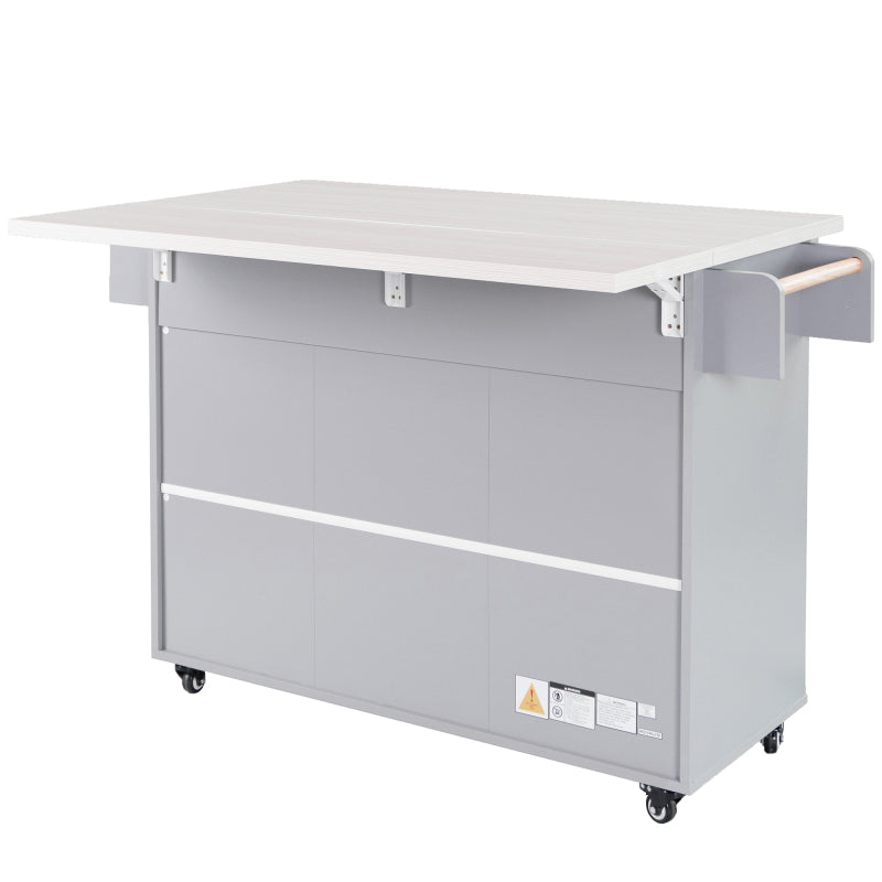 Kitchen Island with Tilt-Out Trash Bin & Drop Leaf, Rolling Storage Cart