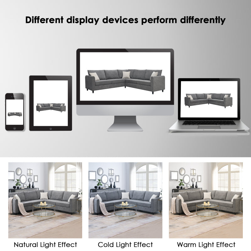 91" Modern L-Shape Sectional Sofa - Upholstered Couch with 3 Pillows