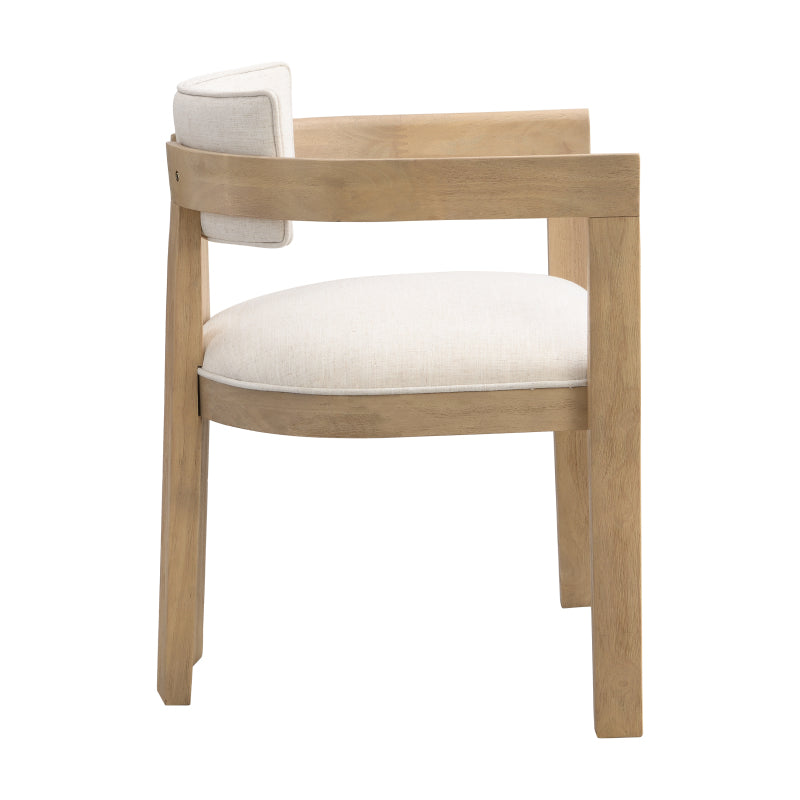 Dining Chair With Armrest-Light Ash+Beige