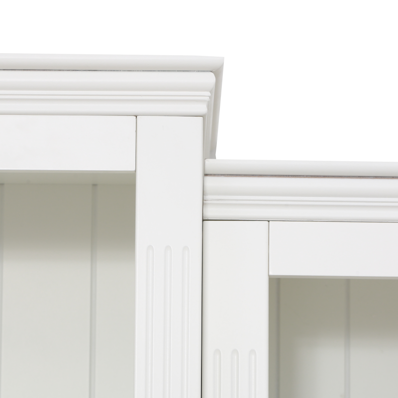 79" Tall LED Bookcase Display Cabinet - 3-Piece Retro Bookshelf with Glass Shelves, White