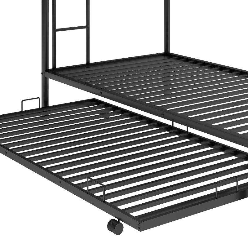 Twin over Twin Bunk Bed with Trundle, Black