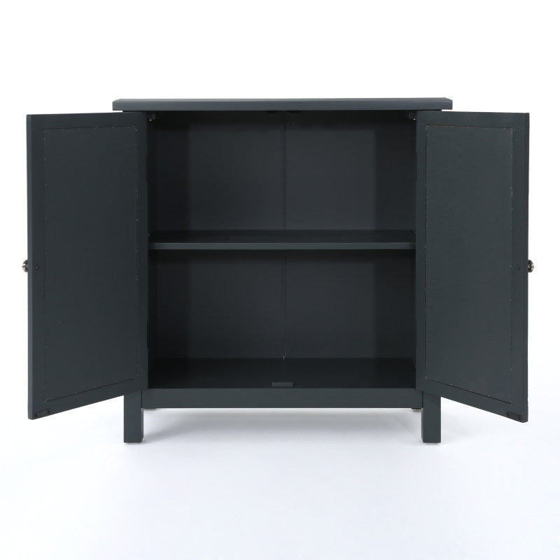 Charcoal Grey Firwood Cabinet: Mirror Finish, Double Doors
