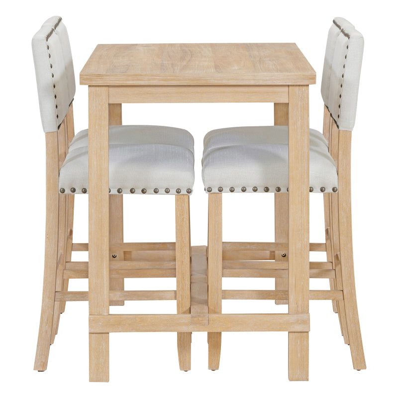 5-Piece Counter Height Dining Set - Natural Wood Table with 4 Chairs