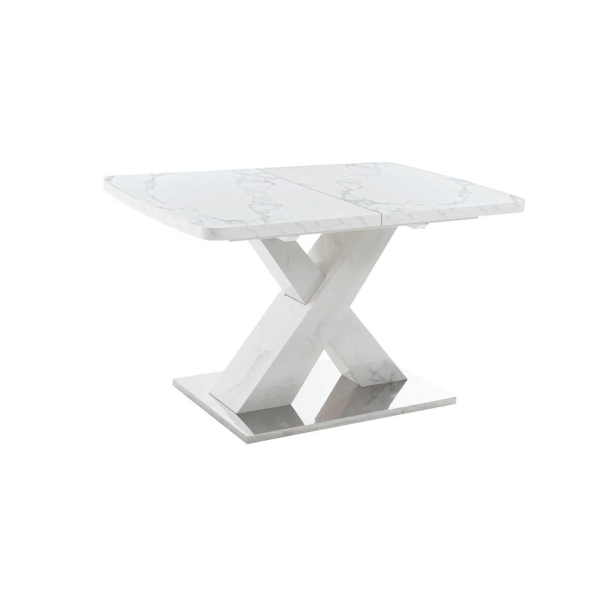 Modern Extendable Dining Table (47"-63") | Marble Top, X-Base
