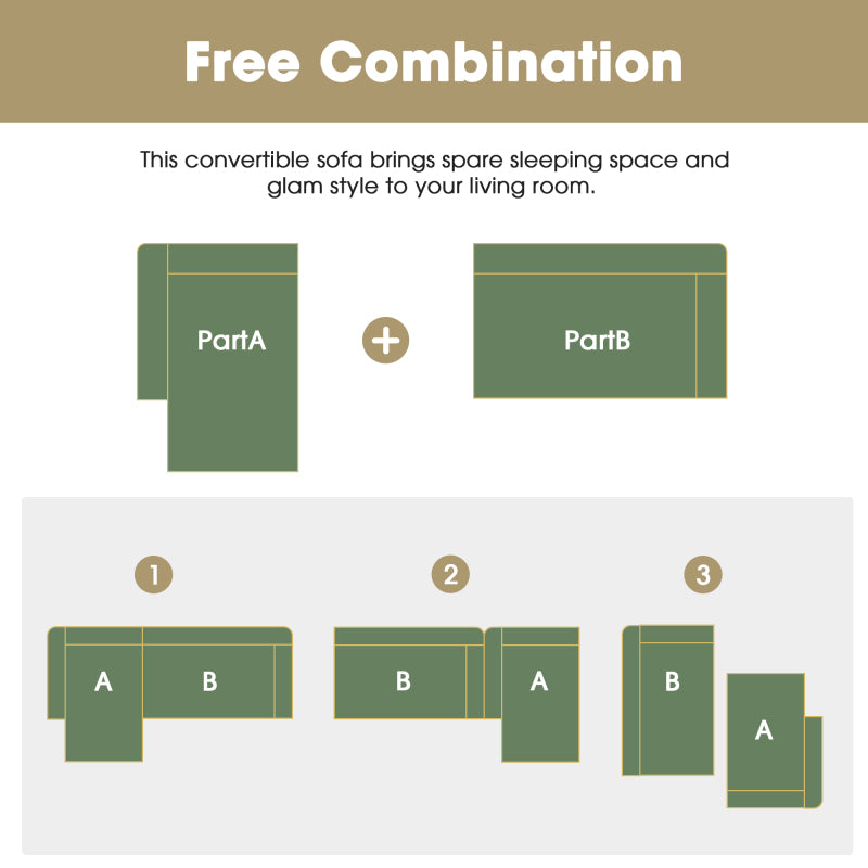 109" Modular L-Shape Sectional Sofa Set - 2PC Living Room Couch, Cream
