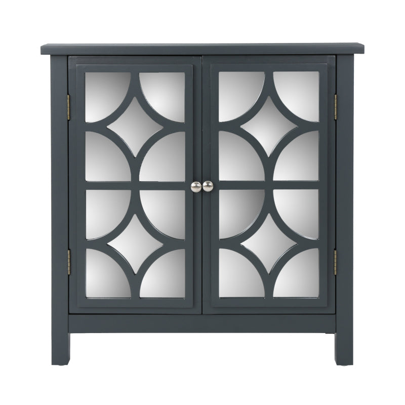 Charcoal Grey Firwood Cabinet: Mirror Finish, Double Doors