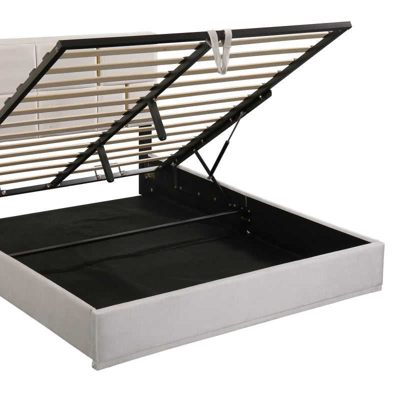 Queen Platform Bed w/ Hydraulic Lift Storage & Matching Ottoman