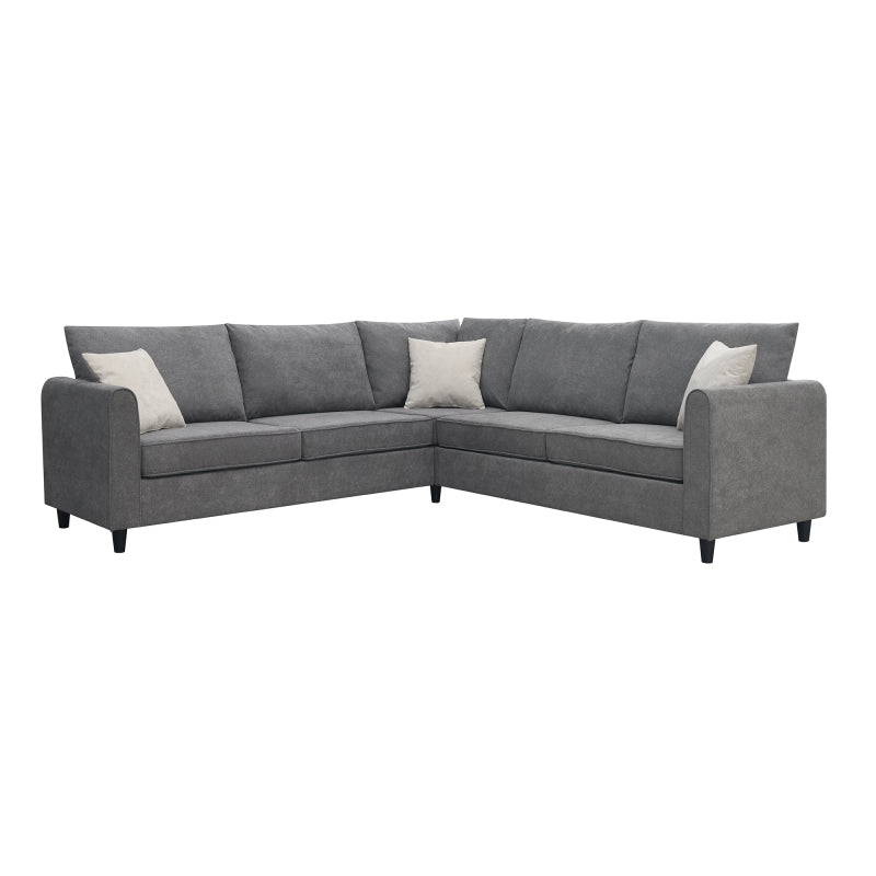 91" Modern L-Shape Sectional Sofa - Upholstered Couch with 3 Pillows