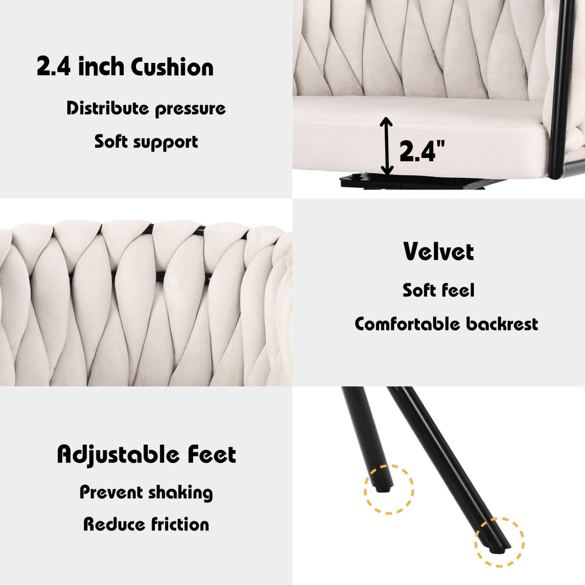 Set of 2 Beige Velvet Swivel Dining Chairs | 360° Tufted