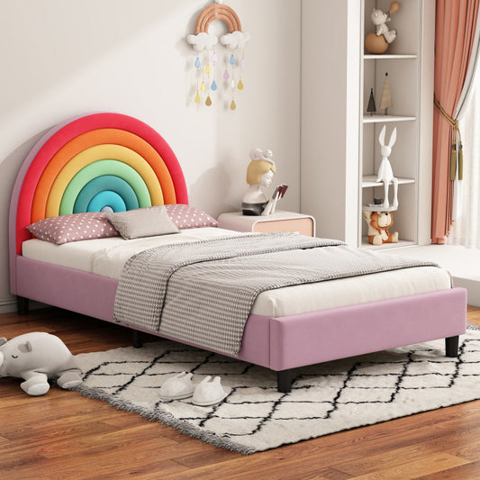 Rainbow Princess Twin Bed – Colorful Upholstered Frame for Kids