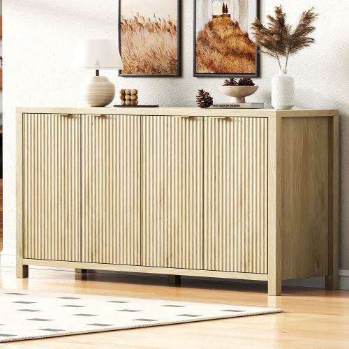 Farmhouse Fluted Sideboard – Buffet Cabinet with Storage