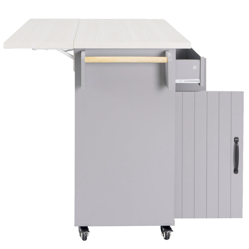 Kitchen Island with Tilt-Out Trash Bin & Drop Leaf, Rolling Storage Cart