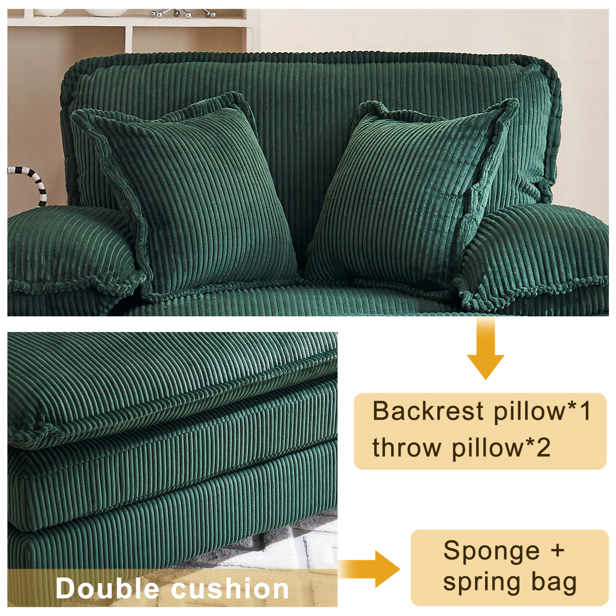 46.9 "Oversized Modular Combo Sofa with Ottoman