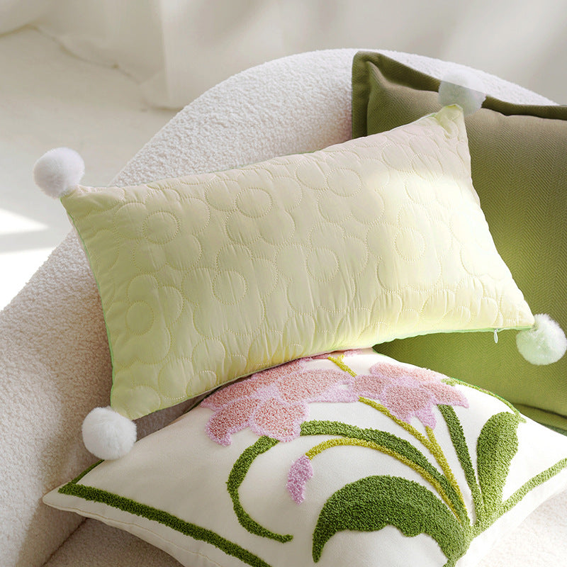 Green Bird Luxury Living Room Cushion Office Pillow Cover Pillowcase Homestay Sofa Waist Pillow Bay Window Cushion Bed